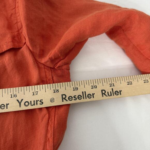 Talbots Jacket Womens 4 Orange Pure Irish Linen Belted Trench Coat Lightweight - Picture 7 of 8
